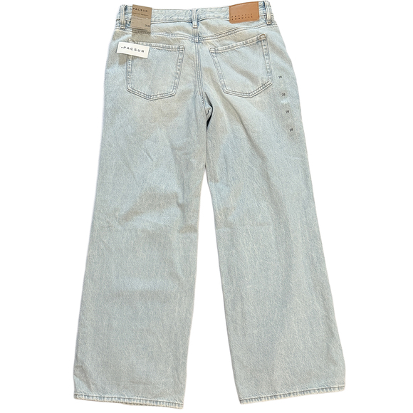 100% cotton wide leg ripped baggy denim jeans low rise PacSun Casey in Blue - Picture 3 of 8